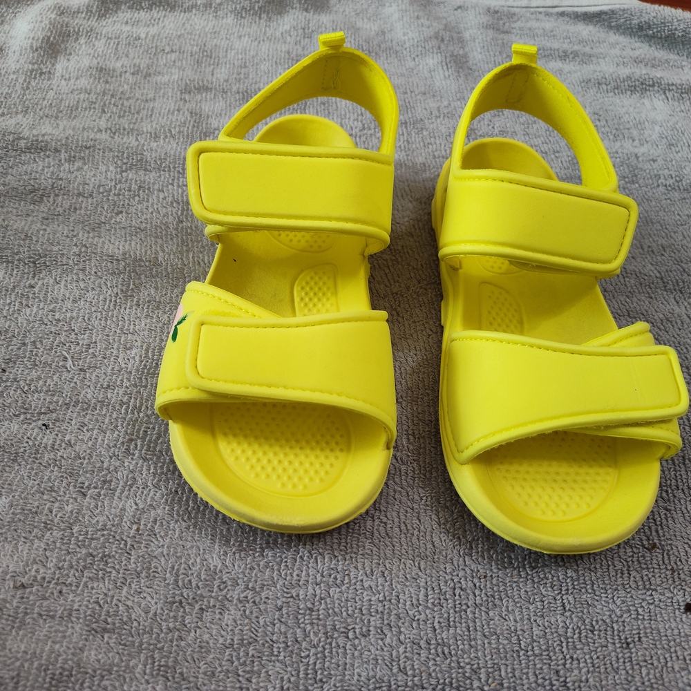 Vibrant Yellow Velcro Sandals with Flat Sole